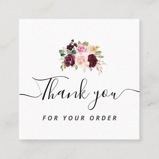 Carré carte de visite de script Merci (Devant)