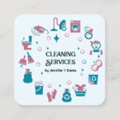 Carré Carte de visite de services de nettoyage de noms m (Devant)