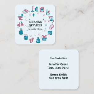 Carré Carte de visite de services de nettoyage de noms m