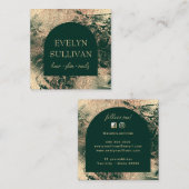 Carré Carte de visite de texture vert émeraude et or (Devant / Derrière)