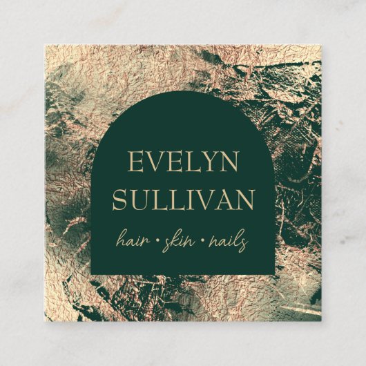 Carré Carte de visite de texture vert émeraude et or (Devant)