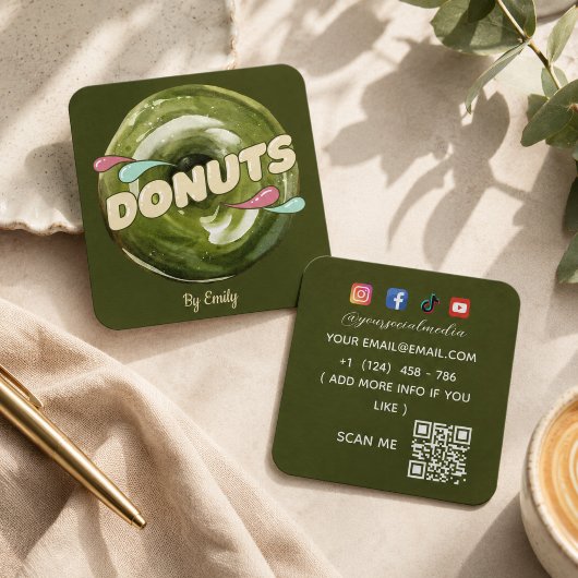 Carré Carte de visite Donuts Bakery Square