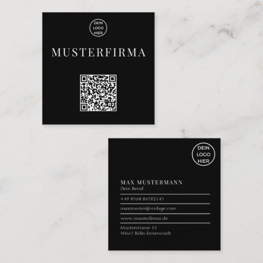 Carré Carte de visite du code QR (Devant / Derrière)