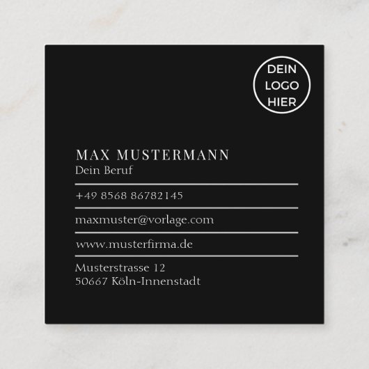 Carré Carte de visite du code QR (Dos)