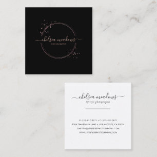 Carré Carte de visite du logo rose Gold Parties scintill