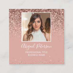 Carré Carte de visite élégante Rose Gold Glitter avec co