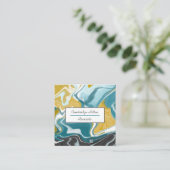 Carré Carte de visite en marbre bleu, gris et or (Debout devant)