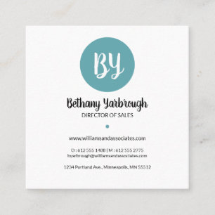 Carré Carte de visite Feuille moderne bleu, corail et ja