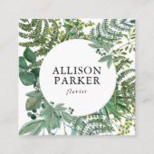 Carré Carte de visite fleuriste Feuille vert (Devant)