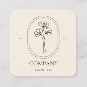 Carré Carte de visite floral à crème simple pour avec lo
