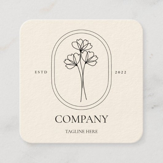 Carré Carte de visite floral à crème simple pour avec lo (Devant)
