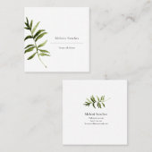 Carré Carte de visite floral simple de verdure élégante (Devant / Derrière)