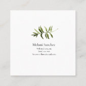 Carré Carte de visite floral simple de verdure élégante (Dos)