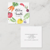 Carré Carte de visite frais de légumes d'aquarelle (Devant / Derrière)