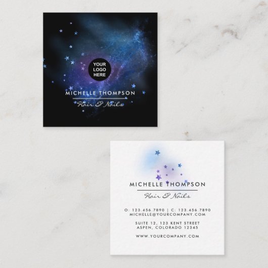 Carré Carte de visite Galaxy Glitter (Devant / Derrière)