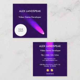 Carré Carte de visite Gaming en cuir cyber violet néon