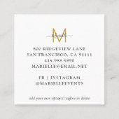 Carré Carte de visite Gold Black Event Planner (Dos)