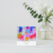 Carré Carte de visite gris d'artiste d'aquarelle (Debout devant)