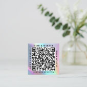 Carré Carte de visite holographique licorne gras QR Code (Debout devant)