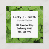 Carré Carte de visite initial du trèfle vert (Dos)