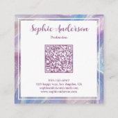 Carré Carte de visite Marbre Iridescent Pastel avec Code (Dos)
