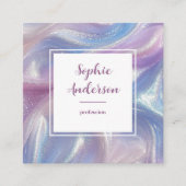 Carré Carte de visite Marbre Iridescent Pastel avec Code (Devant)