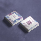 Carré Carte de visite Marbre Iridescent Pastel avec Code