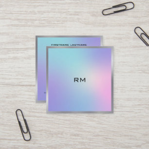 Carré Carte de visite métallique accent rose et bleu fon