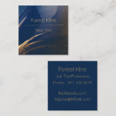 Carré Carte de visite moderne bleu et or (Devant / Derrière)