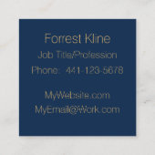 Carré Carte de visite moderne bleu et or (Dos)