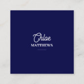 Carré Carte de visite moderne bleu marine avec code QR (Devant)