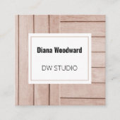 Carré Carte de visite moderne Brown en bois (Devant)