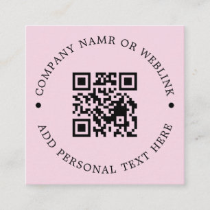 Carré Carte de visite moderne carrée rose blush avec QR