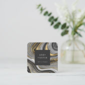 Carré Carte de visite moderne Gris Gold Marble Designer (Debout devant)