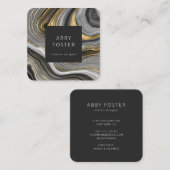 Carré Carte de visite moderne Gris Gold Marble Designer (Devant / Derrière)