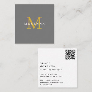 Carré Carte de visite moderne QR Code or et gris
