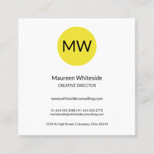 Carré Carte de visite Monogram Bright Yellow Circles