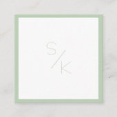 Carré Carte de visite monogramme vert moderne (Devant)