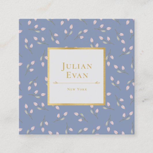 Carré Carte de visite Motif Luxe Gold Dusty Blue (Devant)
