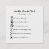 Carré Carte de visite noir et blanc simple de code de QR (Dos)