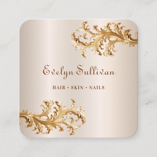 Carré Carte de visite or rococo ornements (Devant)