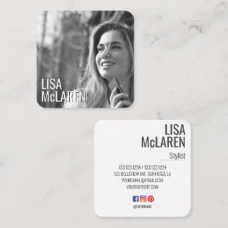 Carré Carte de visite photo minimaliste moderne avec / S