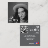 Carré Carte de visite - Photo professionnelle et code QR (Devant / Derrière)