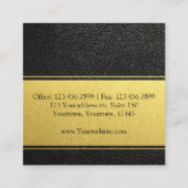 Carré Carte de visite professionnel en cuir noir (Dos)
