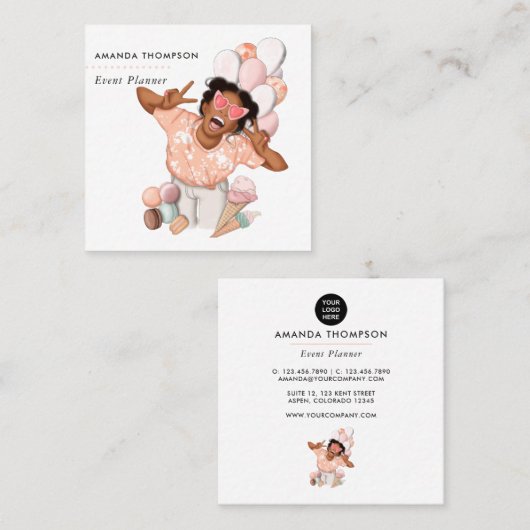 Carré Carte de visite professionnelle Event Planner Squa (Devant / Derrière)