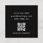 Carré Carte de visite professionnelle QR Code noir or él (Dos)