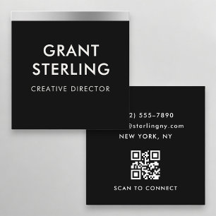 Carré Carte de visite professionnelle QR Code Or Noir Mé