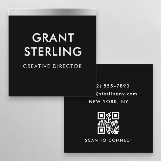 Carré Carte de visite professionnelle QR Code Or Noir Mé