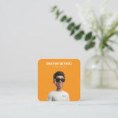 Carré Carte de visite professionnelle Simple Orange (Debout devant)