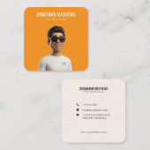 Carré Carte de visite professionnelle Simple Orange (Devant / Derrière)